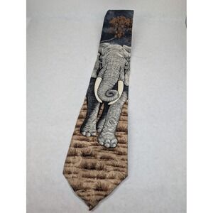 Marc Dennis African Pride Elephant Necktie 1995 100% Silk Men's Formal